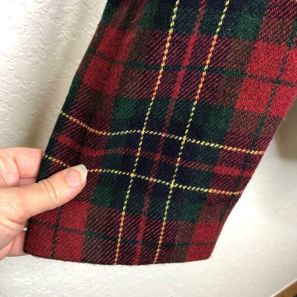 Vintange red green navy gold plaid wool blend button front blazer size 10 - Picture 8 of 16